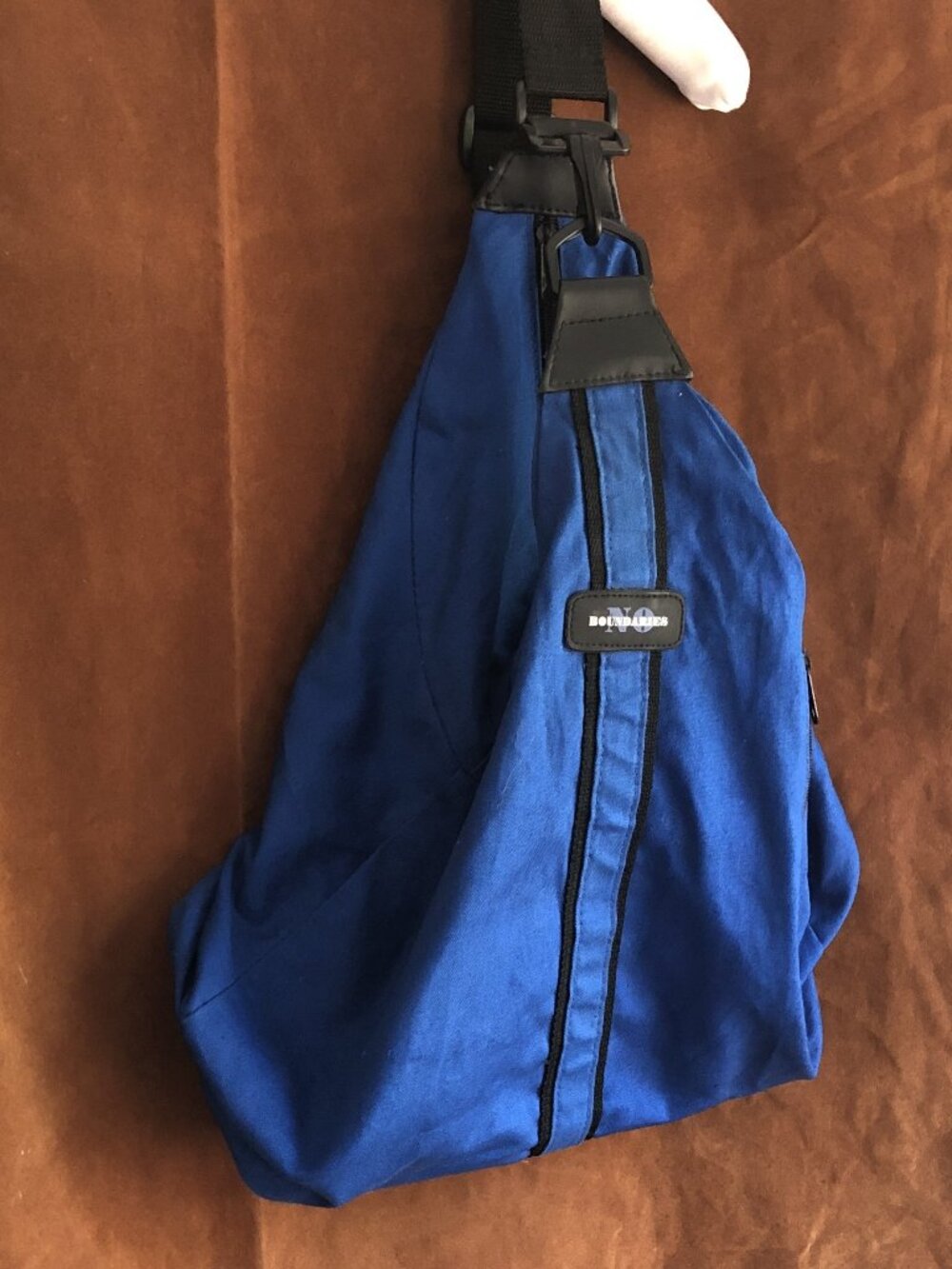 No Boundaries Blue Sling Belt Bag with Black Trim